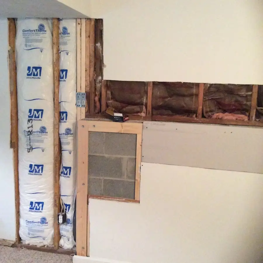 Wall insulation replacement during Basement Flood Cleanup in Parkway